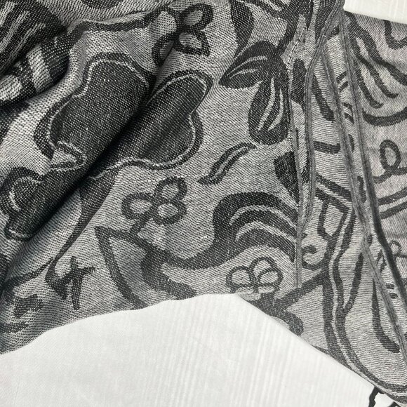 New Irish Cotton and Silk Scarf — Grey Abstract Pattern - Picture 8 of 8